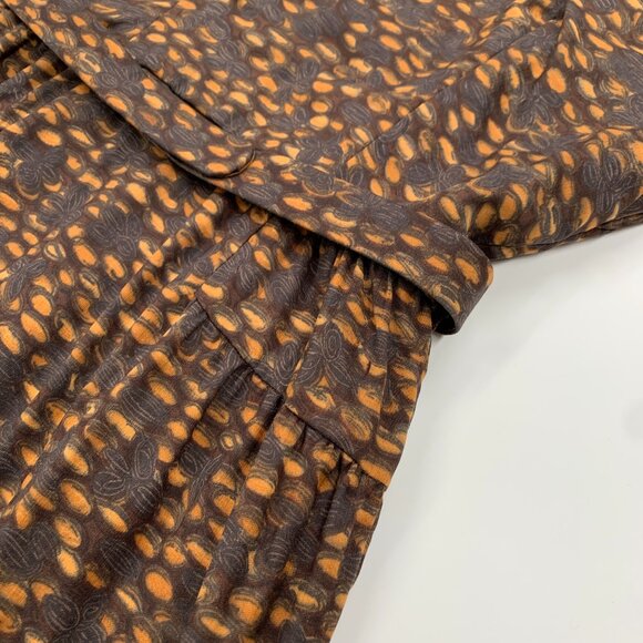 Vintage 50s Brown Printed Belted Sheath Wiggle Bombshell Dress S/M - Picture 7 of 12